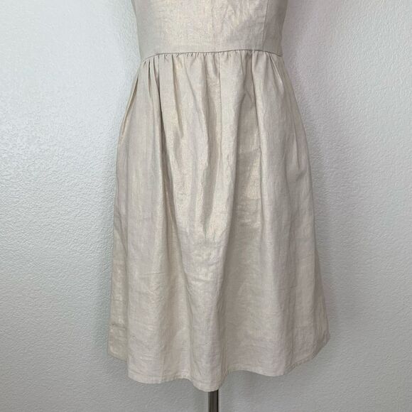 Judith March Linen Blend Square neck Bow Back Metallic Dress - Picture 3 of 13